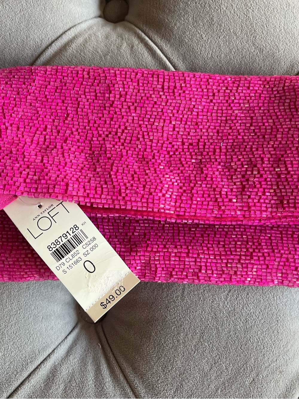 LOFT Hot Pink Beaded Fold-Over Headband